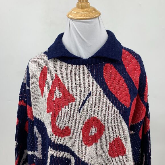 Vintage Keneth Too! Plus Acrylic Sweater XL Extra Large Multicolor Retro 80s - Picture 3 of 11